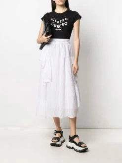 Iceberg jupe mi-longue à lien de resserrage