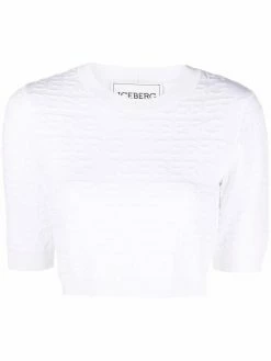 Iceberg logo-embroidered cropped T-shirt