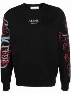 Iceberg tiger-embroidered crew-neck sweatshirt