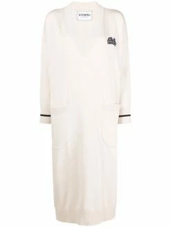 Iceberg logo patch v-neck jumper dress