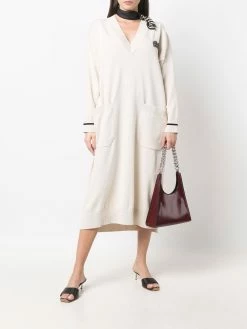 Iceberg logo patch v-neck jumper dress